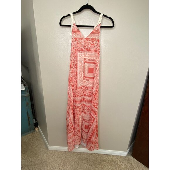 Zara Womens Bohemian Sleeveless Maxi Dress With Crochet Back Orange XS-S - Picture 3 of 8